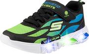 Sneakersy damskie - Skechers Chłopięce sneakersy Flex-Glow Dezlom, Czarny syntetyczny materiał niebieski limonkowy trim, 35 EU - miniaturka - grafika 1