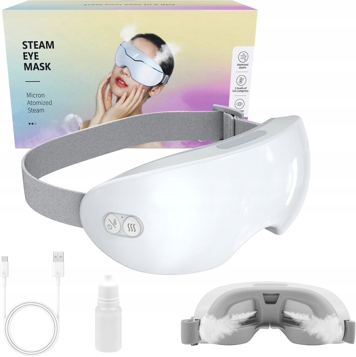 MASAŻER PAROWY DO OCZU Z CIEPŁEM NAWILŻAJĄCY MASKA RELAKSUJĄCA 42C