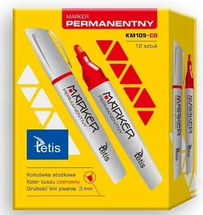 Tetis Marker permanentny czerwony KM109-CO (12szt) - - Markery do tablic - miniaturka - grafika 1