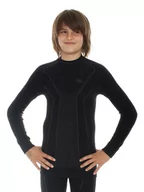 Odzież sportowa dziecięca - Bluza termoaktywna chłopięca Junior Brubeck Thermo LS13640 czarny - miniaturka - grafika 1
