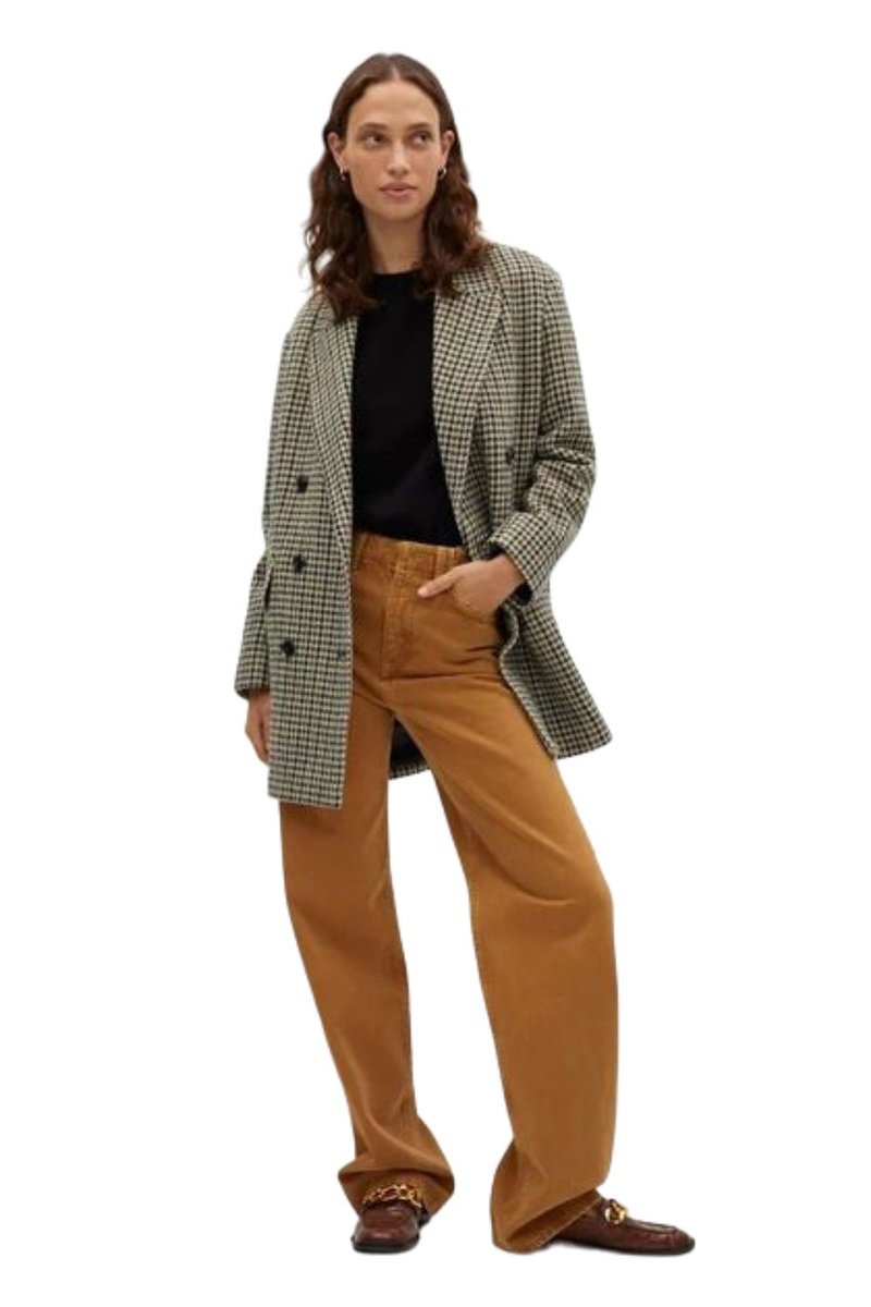 Płaszcz damska Mango Darwin wełniany w pepitkę-L