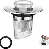 Korki do umywalek - Korek do zlewu z klapką – uniwersalny, z filtrem przeciw owadom i nieprzyjemnym zapachom, wygodny odpływ do łazienki i kuchni - miniaturka - grafika 1