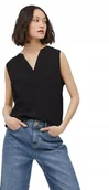 Bluzki damskie - VILA CZARNA BLUZKA BEZ RĘKAWÓW Z DEKOLTEM SZPIC GŁADKA 36 XQA - miniaturka - grafika 1