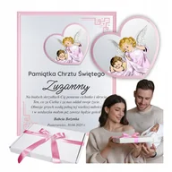 Pamiątka Chrztu Świętego - PAMIĄTKA CHRZTU ŚWIĘTEGO Panel ze srebrnym obrazkiem dla dziewczynki GRAWER - miniaturka - grafika 1