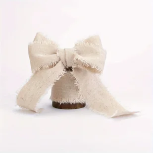 Elegancka 4 cm x 5 jardów ręcznie rwanych wstążek lnianych w miękkim kolorze beżowym - idealne do zaproszeń ślubnych, kompozycji kwiatowych i - Inne - miniaturka - grafika 1