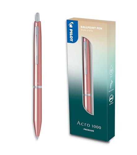 PILOT - Długopis Acro 1000 Premium w pudełku prezentowym Gold Coral - Wyjątkowo miękki atrament zapewniający niezrównaną płynność pisania - Wysuwany długopis wielokrotnego napełniania - Czarny