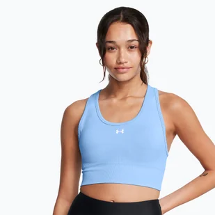 Biustonosz treningowy Under Armour Vanish Seamless Mid Branded horizon blue/white - Bielizna sportowa damska - miniaturka - grafika 1