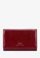 Portfele - Duża portmonetka damska ze skóry naturalnej pozioma czerwona - miniaturka - grafika 1