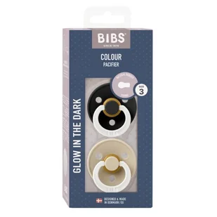 BIBS COLOUR 2-PACK BLACK NIGHT & VANILLA NIGHT L Smoczek Uspokajający kauczuk Hevea - Smoczki uspokajające - miniaturka - grafika 1
