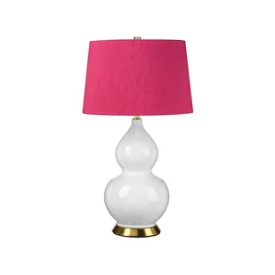 Lampa stołowa ceramiczna biała z różowym abażurem Isla E27 60W Elstead - Lampy stojące - miniaturka - grafika 1
