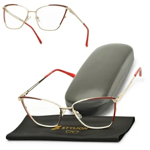Plusy +3.00 damskie okulary do czytania korekcyjne Kocie Oczy FLEX ST326 bordowo-złote - Okulary korekcyjne, oprawki, szkła - miniaturka - grafika 1