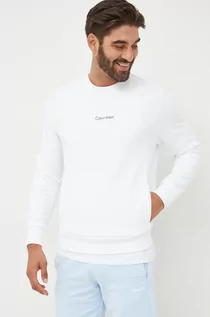 Bluzy męskie - Calvin Klein bluza męska kolor biały gładka - grafika 1