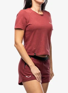 Koszulka damska Salewa Lavaredo Hemp Crop T-Shirt - syrah - Koszulki sportowe damskie - miniaturka - grafika 1