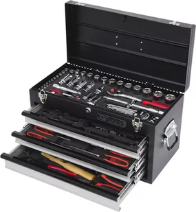 KS Tools Chrome Plus 918.0100 metalowa skrzynka z narzędziami, zestaw 99-częściowy, 3 szufladki - Narzędzia warsztatowe - miniaturka - grafika 1