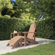 Fotele i krzesła ogrodowe - Lumarko Krzesło Adirondack z podnóżkiem, HDPE, brązowe - miniaturka - grafika 1