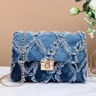 Torebki damskie - TEMU Patchworkowa Torba Na Ramię Dla Kobiet, Nowoczesna Kratka Mała Kwadratowa Torba, Damska Torba Na Łańcuszku Do Codziennego Użytku - miniaturka - grafika 1