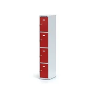 Szafki BHP - Alfa 3 Metalowa szafka ubraniowa 4 boksy, drzwi czerwone, zamek cylindryczny 1261852 - miniaturka - grafika 1