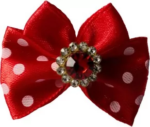 Kokardka Glamour czerwona w kropki 4,5cm KGR001 KGR001 - Akcesoria i dodatki do ubrań dla dzieci - miniaturka - grafika 1
