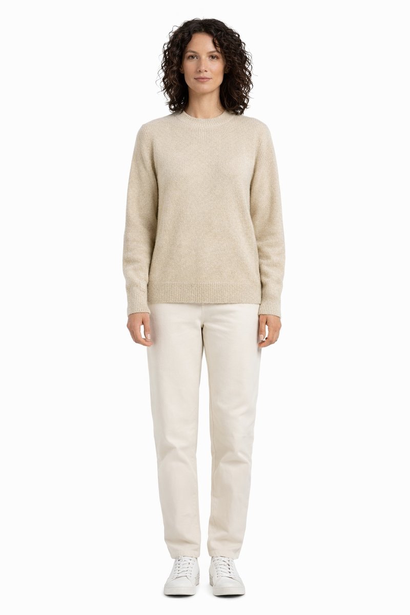 WEEKEND MAXMARA BEŻOWY KLASYCZNY SWETER DŁUGI RĘKAW S I4A