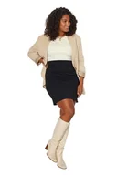 Spódnice - Trendyol Damska spódnica ołówkowa plus size Slim Fit Knit Plus Size, czarna, 2XL, Czarny, XXL - miniaturka - grafika 1