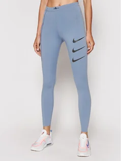 Spodnie damskie - Nike Legginsy Epic Luxe Run Division DA1270 Niebieski Tight Fit - grafika 1