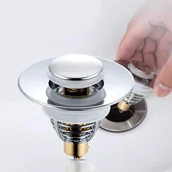 Korki do umywalek - STALOWY KOREK UMYWALKOWY typ klik-klak srebrno-złoty AG868 - miniaturka - grafika 1