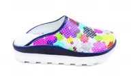 Odzież medyczna - Obuwie zawodowe CARINE LUX SABO rozm. 39 Trepy medyczne, chodaki perforacja 040 biała podeszwa kolorowa mozaika - miniaturka - grafika 1
