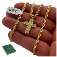 Biżuteria dla dzieci - PIĘKNY ZŁOTY ŁAŃCUSZEK Z KRZYŻYKIEM DLA DZIEWCZYNKI NA KOMUNIĘ 925/585 50CM - miniaturka - grafika 1