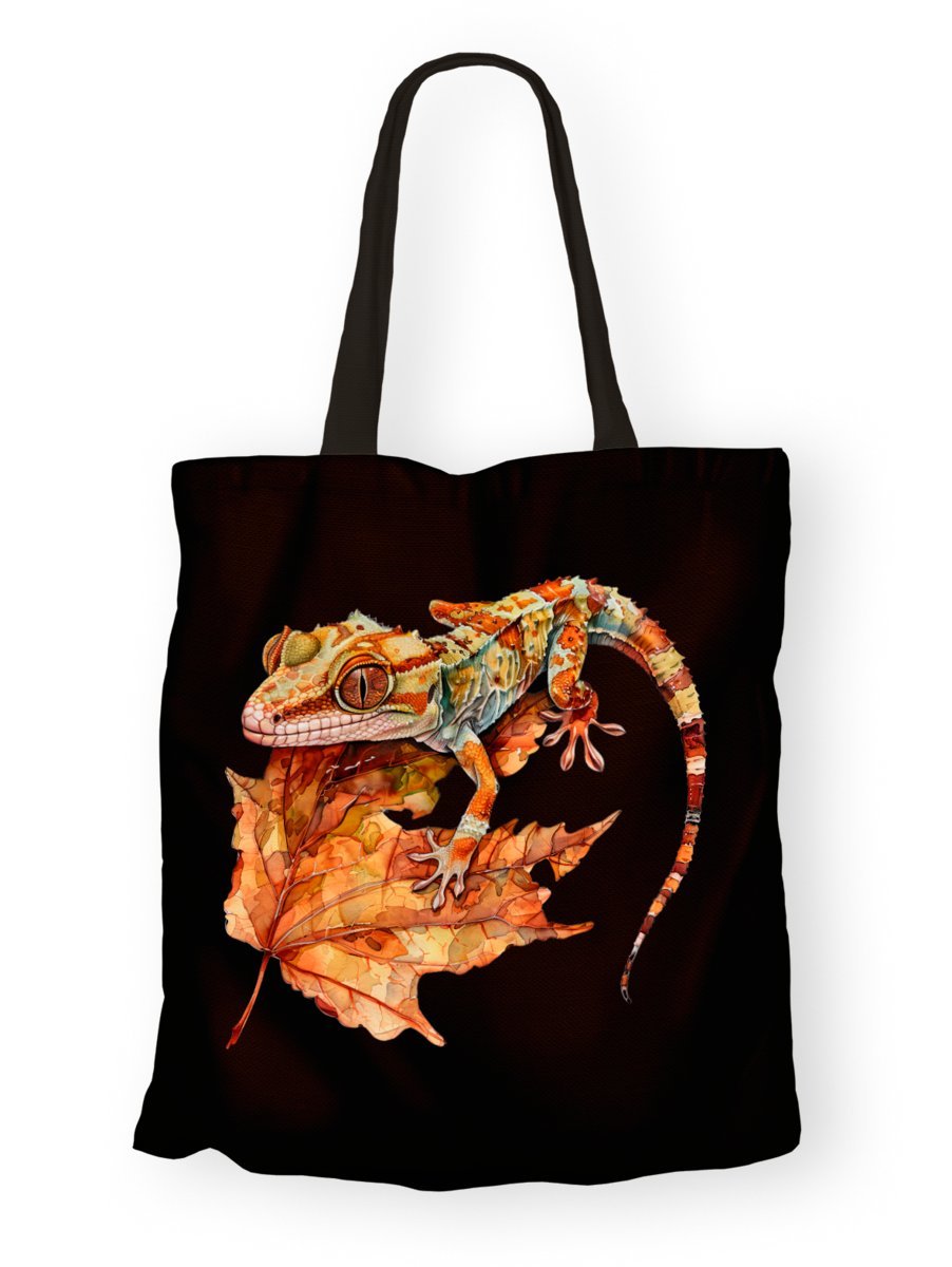 Torba bawełniana z nadrukiem gekon orzęsiony