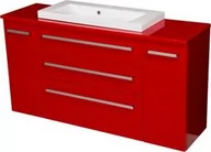 Szafki łazienkowe - Szafka łazienkowa czerwona 140cm FOKUS z blatem i umywalką - miniaturka - grafika 1