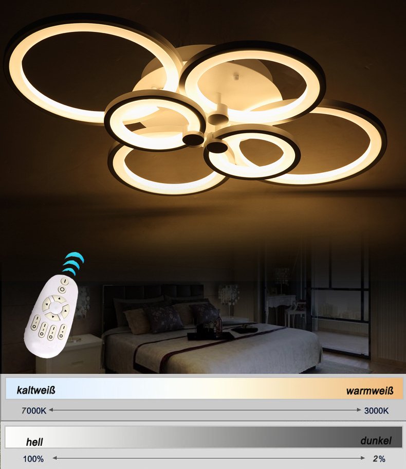 Lampa sufitowa LED 6067-6fl 80x58x16cm LED 70W z pilotem Regulacja barwy światła/jasności Akrylowy klosz biały lakierowany metalowa rama konstrukcja