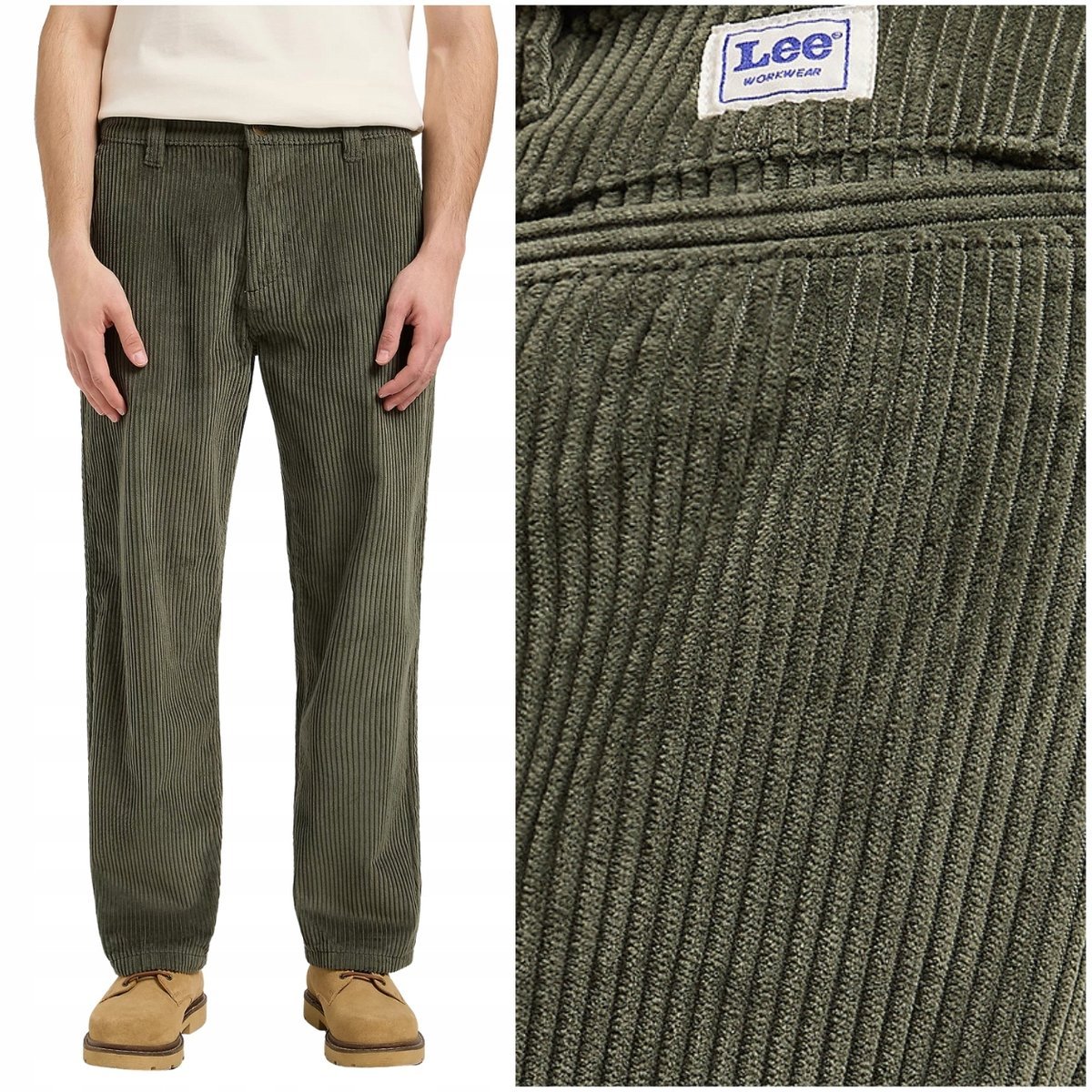 Lee Loose Workwear Chino bardzo luźne spodnie sztruksy chinosy W33 L34
