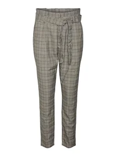bestseller a/s Damskie spodnie VMEVA HR Loose Paperbag Check P GA NOOS, szare/Checks: brązowe/Rust, M/34 - Spodnie damskie - miniaturka - grafika 1