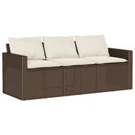 Sofy ogrodowe - vidaXL Sofa ogrodowa z poduszkami 3-osobowa brązowa z polirattanu - miniaturka - grafika 1