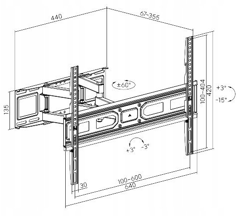 TAMDEL Uchwyt telewizora ścienny Wieszak TV Ramię montażowe regulowany Mocowanie