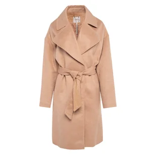 Damski płaszcz GUESS PATRIZIA BELTED COAT W3BL38WFR22-F1Z2 – Brązowy - Płaszcze damskie - miniaturka - grafika 1