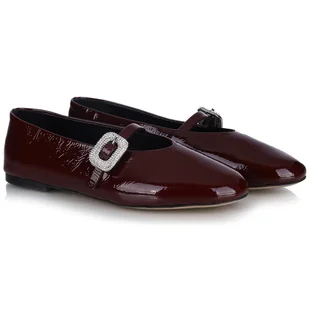 Baleriny damskie Bombonella 3T 6083-08 CLARET RED LEATHER WRINKLED R.37 - Baleriny - miniaturka - grafika 1