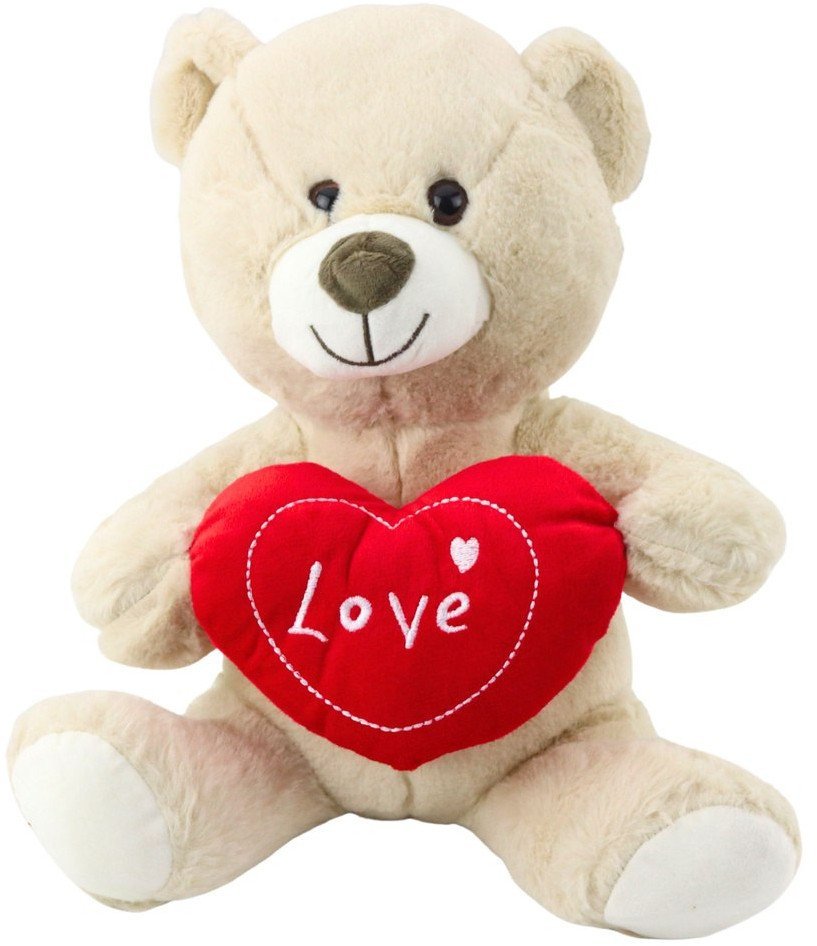 Pluszowa Maskotka Przytulanka Miś z Sercem Kremowy Beżowy 30cm LEAN Toys