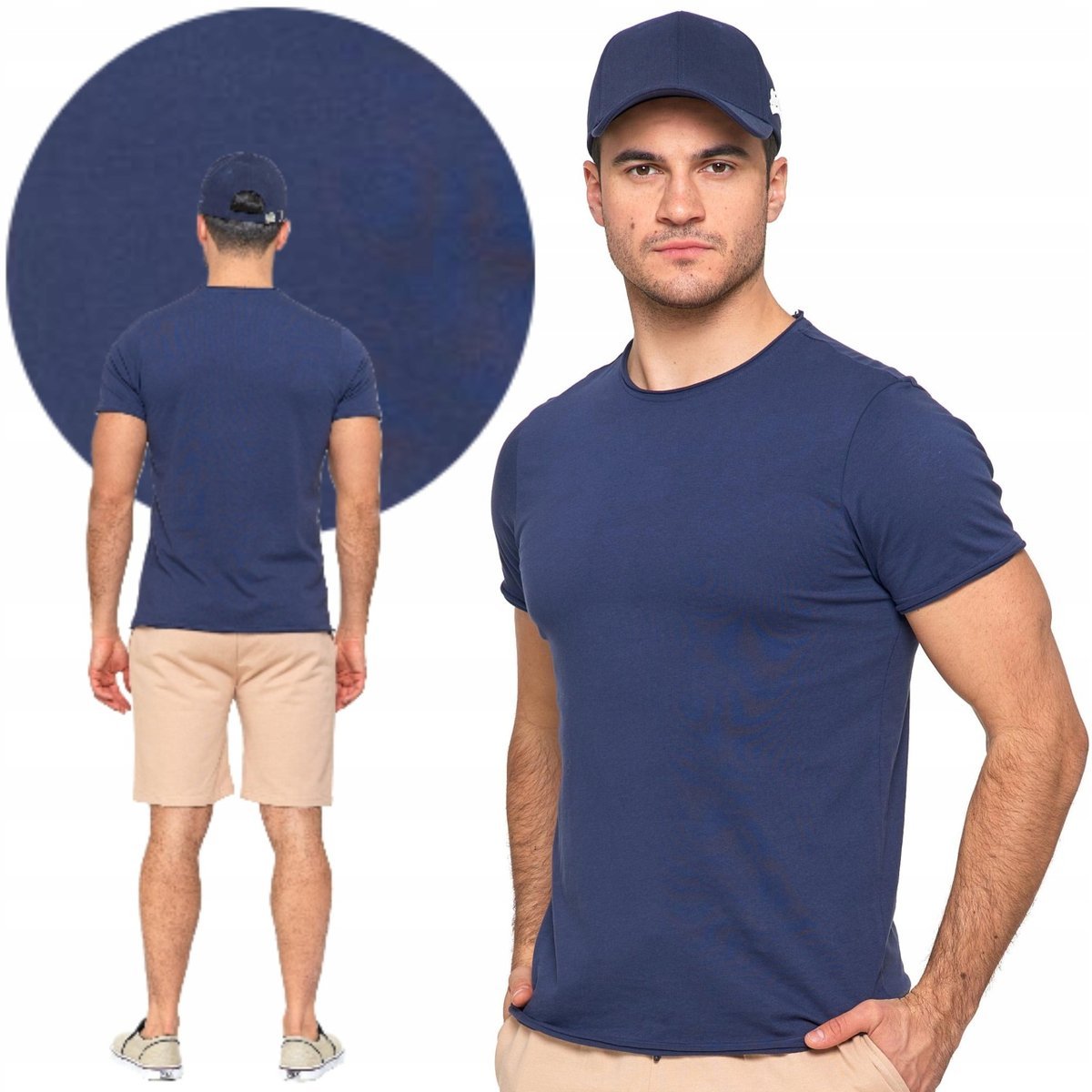 Koszulka Męska Klasyczny T-Shirt Krótki Rękaw Bawełniany Lato Moraj L Navy