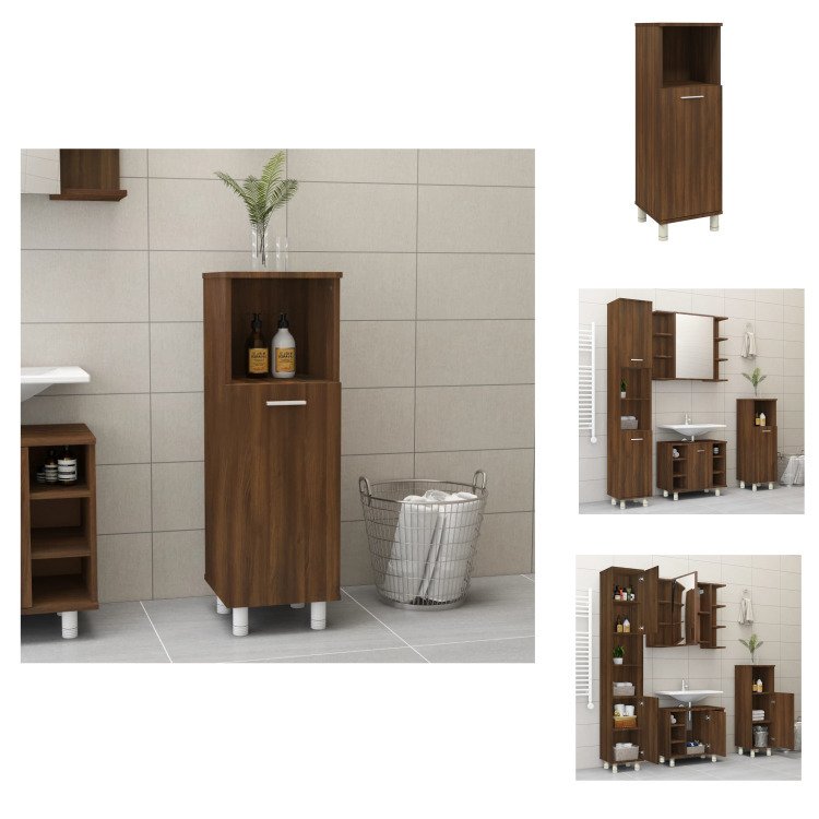 vidaXL Szafka łazienkowa brązowy dąb 30x30x95 cm materiał drewnopochodny - Zestawy mebli łazienkowych