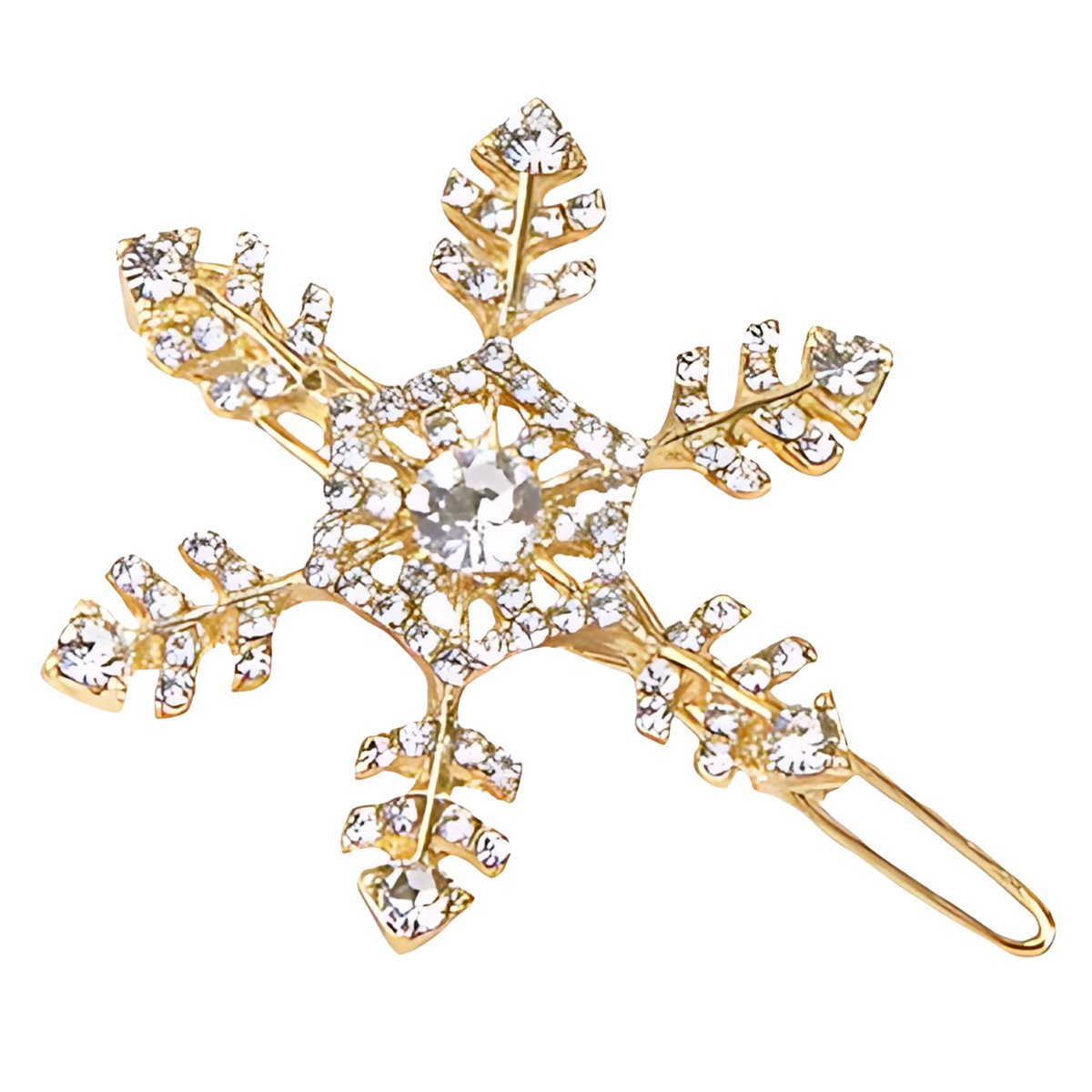 Spinka do Włosów Złota Śnieżynka Świąteczna z Cyrkoniami na Prezent Święta