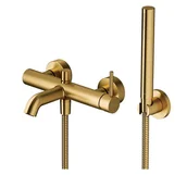 Baterie wannowe i prysznicowe - Omnires Bateria wannowa z zestawem prysznicowym, złoty szczotkowany Y1231GLB Y - miniaturka - grafika 1