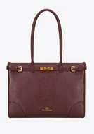 Torebki damskie - Damska shopperka ze skóry naturalnej o fakturze groszkowej bordowa - miniaturka - grafika 1