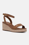 Sandały damskie - Tommy Hilfiger sandały IM RAFFIA SANDAL kolor brązowy FW0FW08226 - miniaturka - grafika 1