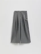 Spodnie i spodenki dla dziewczynek - Reserved - Spodnie wide leg w paski - ciemnoszary - miniaturka - grafika 1