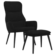 Fotele - Lumarko Fotel z podnóżkiem, czarny, obity tkaniną! - miniaturka - grafika 1