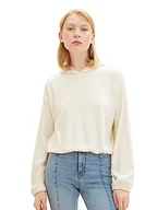 Bluzy damskie - TOM TAILOR Denim Damska bluza z kapturem z długim rękawem, 10348-Gardenia White, M - miniaturka - grafika 1