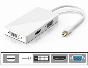 Adapter mini Dp DisplayPort na Vga / DVI / Hdmi - Złącza, przejściówki, adaptery - miniaturka - grafika 3