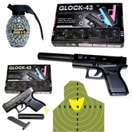 Zabawki militarne - GLOCK Pistolet Pistolety + TARCZA I KULKI - miniaturka - grafika 1