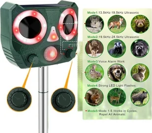 Pan i Pani Gadżet Odstraszacz Zwierząt Solarny Ultradzwiękowy Lampa Led Zwalczanie Owadów - Zwalczanie i odstraszanie szkodników - miniaturka - grafika 1